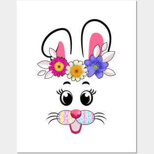 Funny Easter Bunny Rabbit Face Easter Day Women Girls Posters and Art